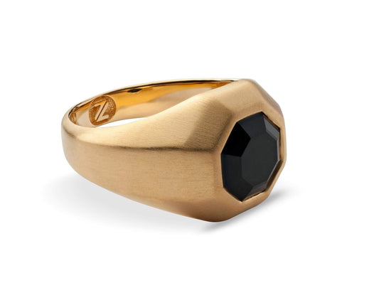 OCTA RING - BLACK AGATE